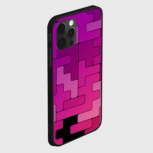 Чехол iPhone 12 Pro Max Фиолетовые текстуры / 3D-Черный – фото 2