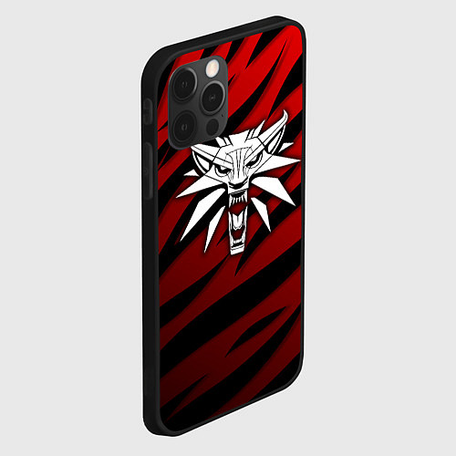 Чехол iPhone 12 Pro Max Ведьмак - школа волка - красный / 3D-Черный – фото 2