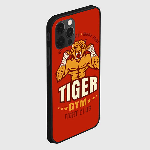 Чехол iPhone 12 Pro Max Tiger - боец / 3D-Черный – фото 2