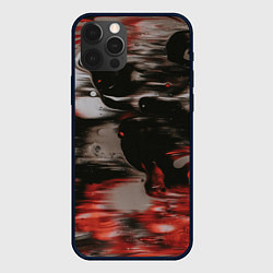 Чехол для iPhone 12 Pro Max Чёрные и красные волны, цвет: 3D-черный