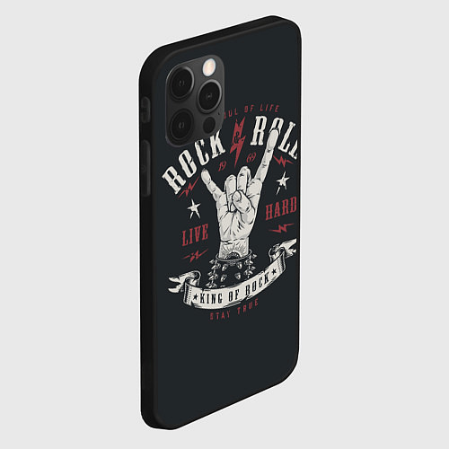 Чехол iPhone 12 Pro Max Rock and roll - жест козы / 3D-Черный – фото 2