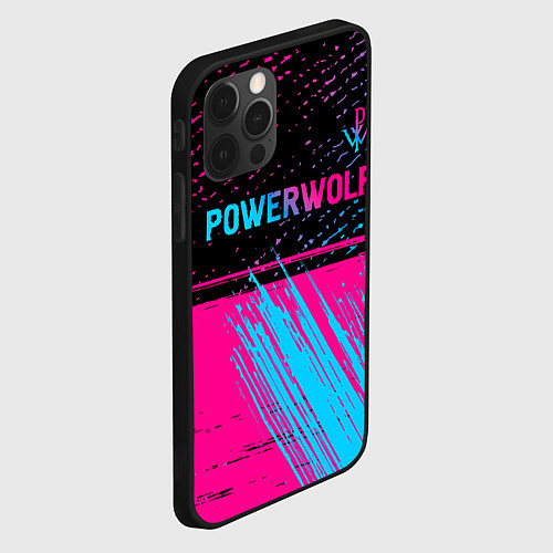 Чехол iPhone 12 Pro Max Powerwolf - neon gradient: символ сверху / 3D-Черный – фото 2