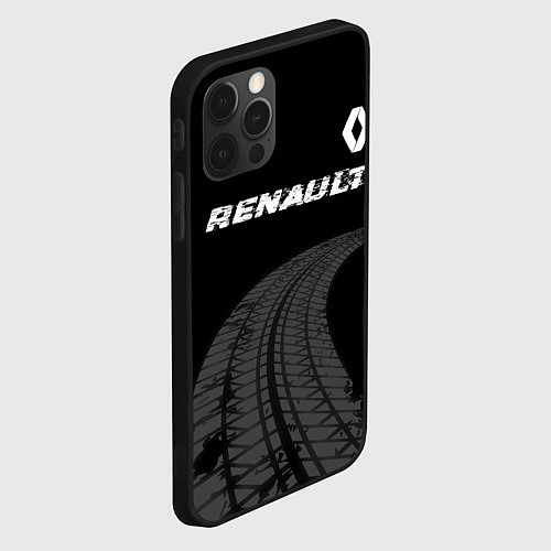 Чехол iPhone 12 Pro Max Renault speed на темном фоне со следами шин: симво / 3D-Черный – фото 2