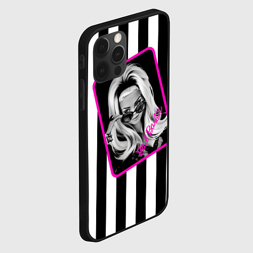 Чехол iPhone 12 Pro Max Барби и полосы / 3D-Черный – фото 2
