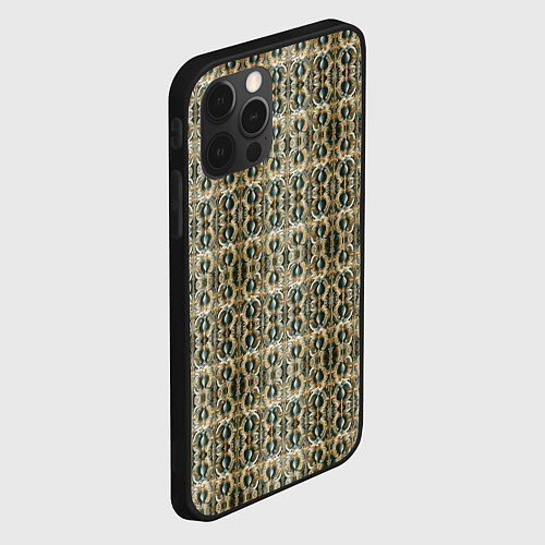 Чехол iPhone 12 Pro Max Золотистые симметричные узоры / 3D-Черный – фото 2