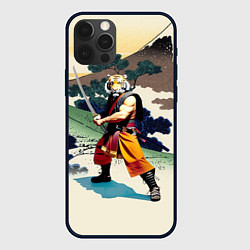 Чехол для iPhone 12 Pro Max Tiger samurai - Japan - neural network, цвет: 3D-черный