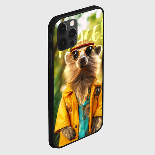 Чехол iPhone 12 Pro Max Peace - хиппи квокка короткохвостый кенгуру / 3D-Черный – фото 2