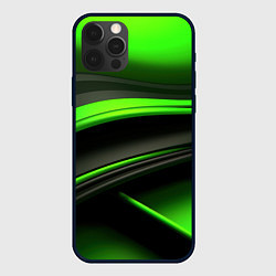Чехол iPhone 12 Pro Max Black green textureпоп