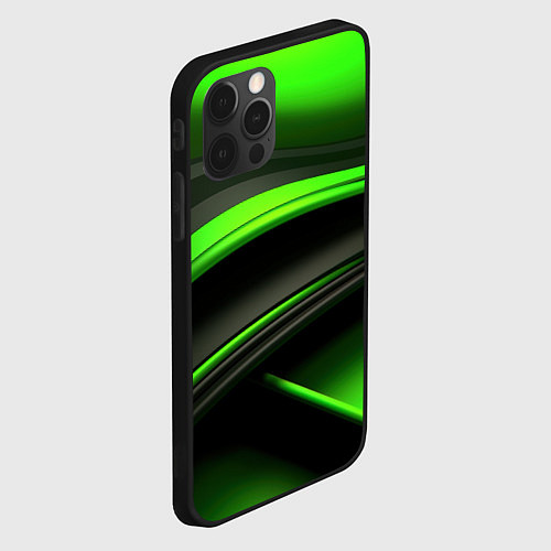 Чехол iPhone 12 Pro Max Black green textureпоп / 3D-Черный – фото 2