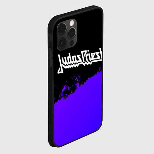 Чехол iPhone 12 Pro Max Judas Priest purple grunge / 3D-Черный – фото 2