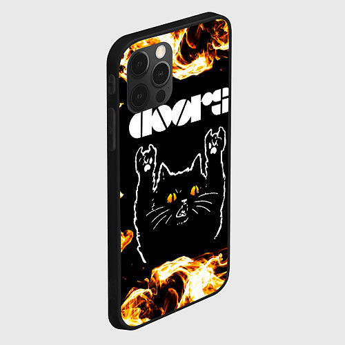 Чехол iPhone 12 Pro Max The Doors рок кот и огонь / 3D-Черный – фото 2