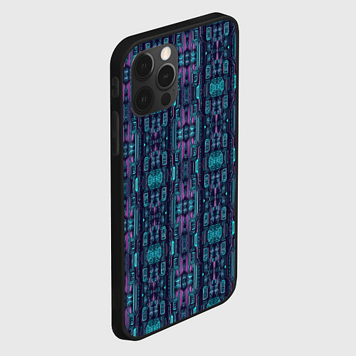 Чехол iPhone 12 Pro Max Розово-фиолетовый киберпанк / 3D-Черный – фото 2