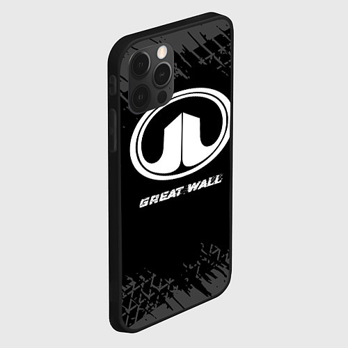 Чехол iPhone 12 Pro Max Great Wall speed на темном фоне со следами шин / 3D-Черный – фото 2
