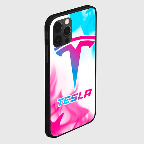 Чехол iPhone 12 Pro Max Tesla neon gradient style / 3D-Черный – фото 2