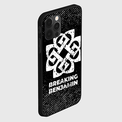 Чехол iPhone 12 Pro Max Breaking Benjamin с потертостями на темном фоне / 3D-Черный – фото 2