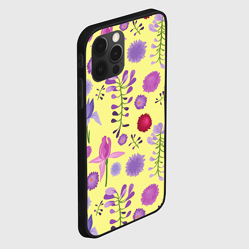 Чехол iPhone 12 Pro Max Фиолетовый цветник / 3D-Черный – фото 2