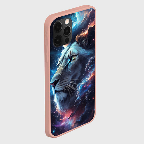 Чехол iPhone 12 Pro Max Galactic lion / 3D-Светло-розовый – фото 2