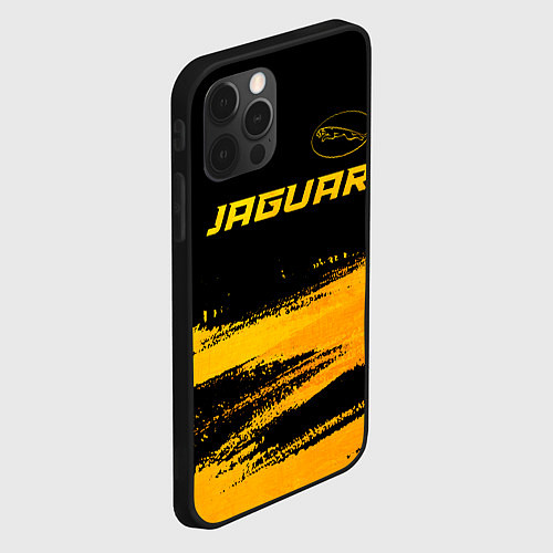 Чехол iPhone 12 Pro Max Jaguar - gold gradient: символ сверху / 3D-Черный – фото 2