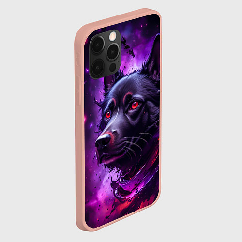 Чехол iPhone 12 Pro Max Собака космос / 3D-Светло-розовый – фото 2