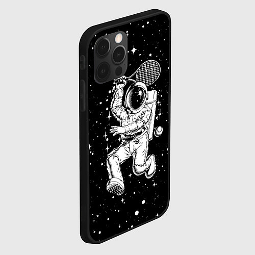 Чехол iPhone 12 Pro Max Space tennis - astronaut / 3D-Черный – фото 2