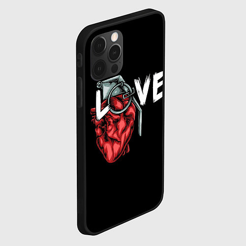 Чехол iPhone 12 Pro Max Heart grenade / 3D-Черный – фото 2