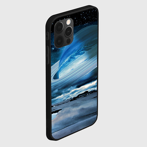 Чехол iPhone 12 Pro Max Падение Сатурна - пейзаж / 3D-Черный – фото 2