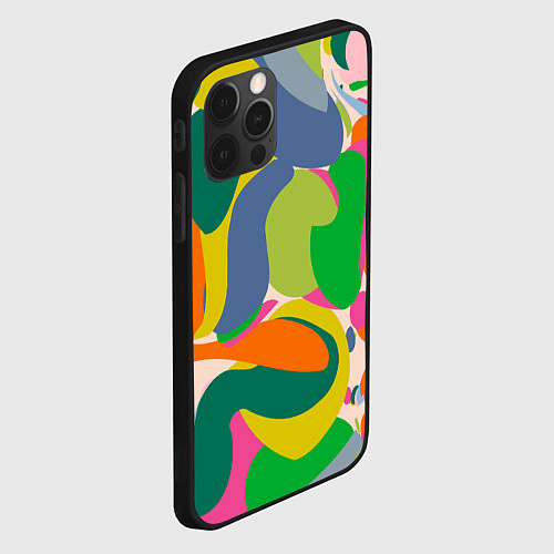 Чехол iPhone 12 Pro Max Краски абстрактные линии / 3D-Черный – фото 2