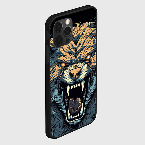 Чехол iPhone 12 Pro Max Серый волк / 3D-Черный – фото 2