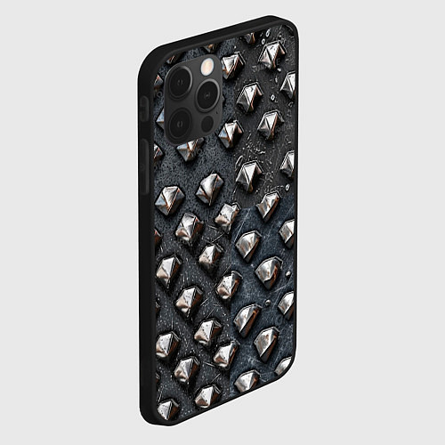 Чехол iPhone 12 Pro Max Металлическая шипованная конструкция / 3D-Черный – фото 2