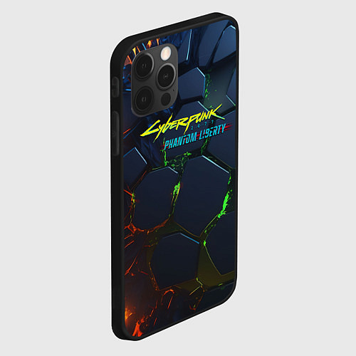 Чехол iPhone 12 Pro Max Cyberpunk 2077 phantom liberty logo / 3D-Черный – фото 2