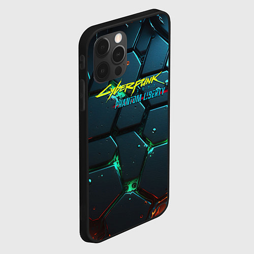 Чехол iPhone 12 Pro Max Cyberpunk 2077 phantom liberty logo / 3D-Черный – фото 2