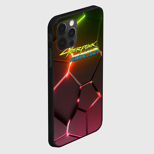 Чехол iPhone 12 Pro Max Cyberpunk 2077 phantom liberty logo neon / 3D-Черный – фото 2