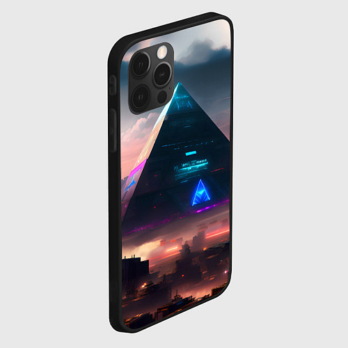 Чехол iPhone 12 Pro Max Киберпанк пирамида / 3D-Черный – фото 2