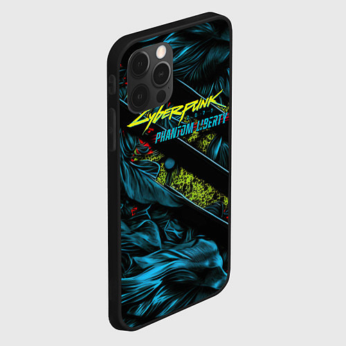 Чехол iPhone 12 Pro Max Cyberpunk 2077 phantom liberty abstract logo / 3D-Черный – фото 2