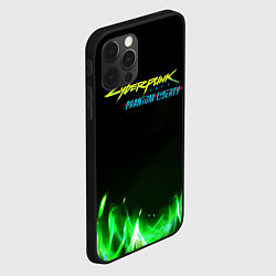 Чехол для iPhone 12 Pro Max Cyberpunk 2077 phantom liberty green fire logo, цвет: 3D-черный — фото 2