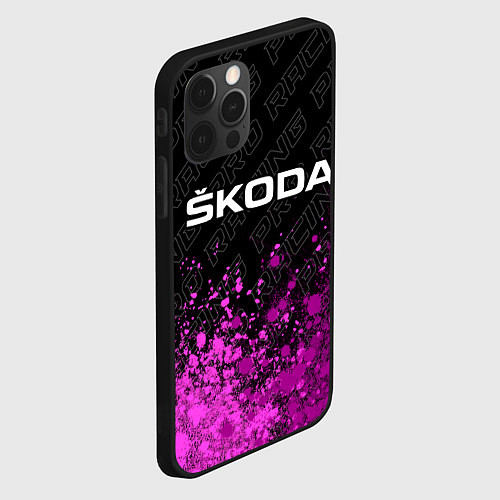 Чехол iPhone 12 Pro Max Skoda pro racing: символ сверху / 3D-Черный – фото 2