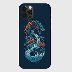 Чехол для iPhone 12 Pro Max Синий дракон от нейросети, цвет: 3D-черный