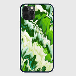 Чехол для iPhone 12 Pro Max Зеленые штрихи, цвет: 3D-черный