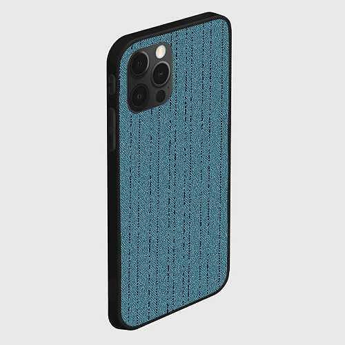 Чехол iPhone 12 Pro Max Мелкая мозаика бирюзовый полосы / 3D-Черный – фото 2