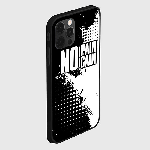 Чехол iPhone 12 Pro Max No pain no gain - белый / 3D-Черный – фото 2