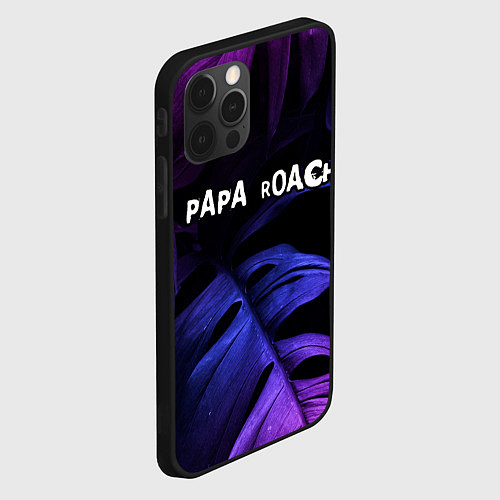 Чехол iPhone 12 Pro Max Papa Roach neon monstera / 3D-Черный – фото 2