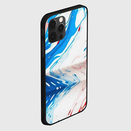 Чехол iPhone 12 Pro Max Белые синие красные брызги / 3D-Черный – фото 2