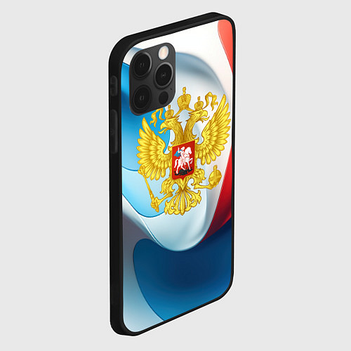 Чехол iPhone 12 Pro Max Герб РФ абстрактный фон / 3D-Черный – фото 2