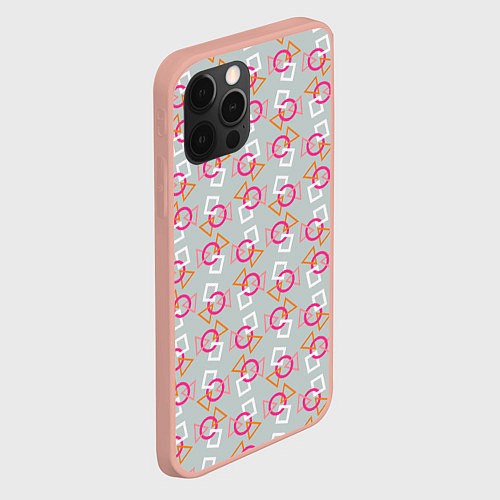 Чехол iPhone 12 Pro Max Яркая геометрия / 3D-Светло-розовый – фото 2