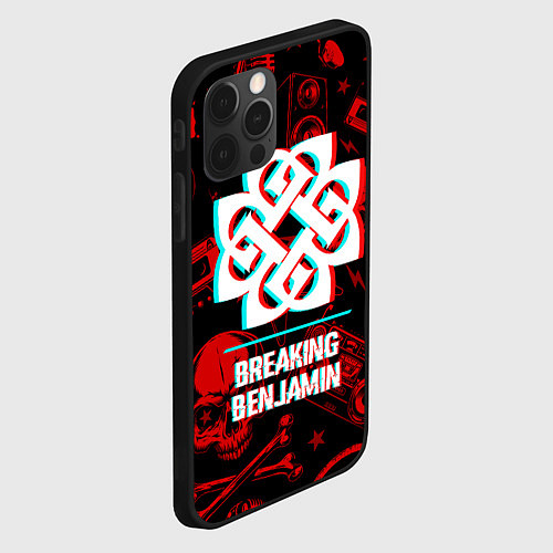 Чехол iPhone 12 Pro Max Breaking Benjamin rock glitch / 3D-Черный – фото 2