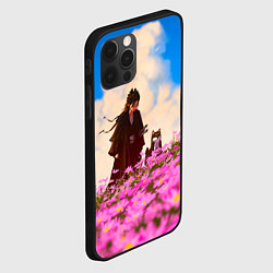 Чехол для iPhone 12 Pro Max Девушка самурай и сиба ину, цвет: 3D-черный — фото 2