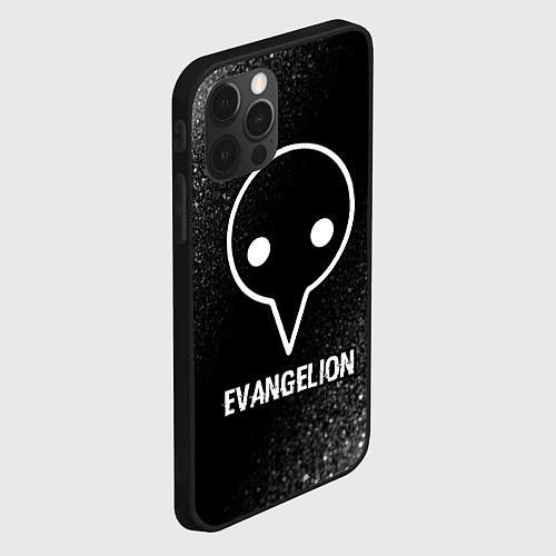 Чехол iPhone 12 Pro Max Evangelion glitch на темном фоне / 3D-Черный – фото 2