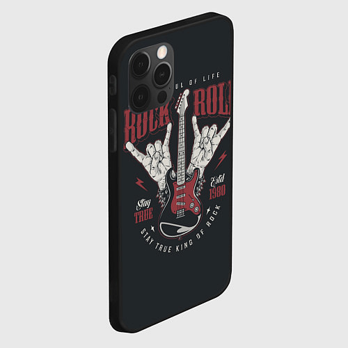 Чехол iPhone 12 Pro Max Rock and roll - хой / 3D-Черный – фото 2