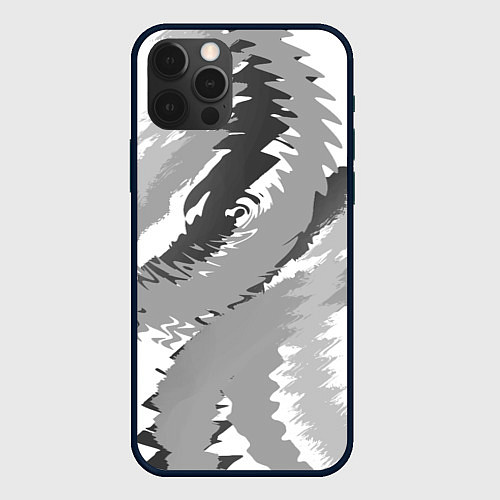 Чехол iPhone 12 Pro Max Черно-белая абстрактная картина / 3D-Черный – фото 1