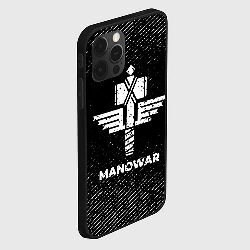 Чехол iPhone 12 Pro Max Manowar с потертостями на темном фоне / 3D-Черный – фото 2